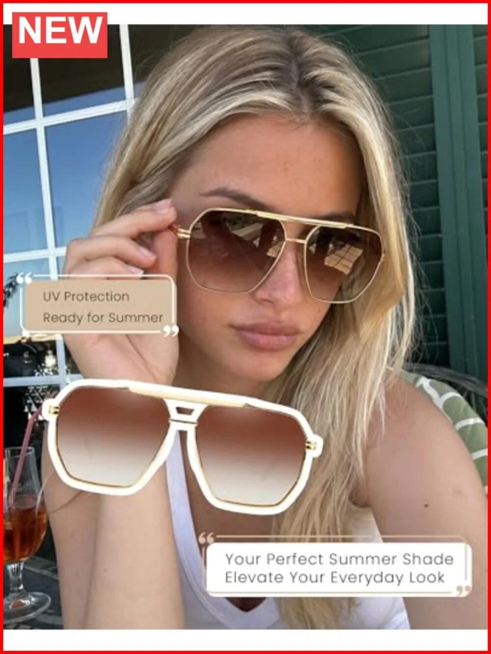 Oversized Square Aviator Sunglasses for Women Men Polarized UV400 Fashion Trendy
